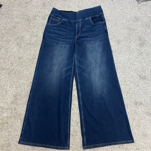 HALARA Denim - Halara Jeans Womens XL Blue Wide Leg Baggy Dark Wash Flex Denim NEW